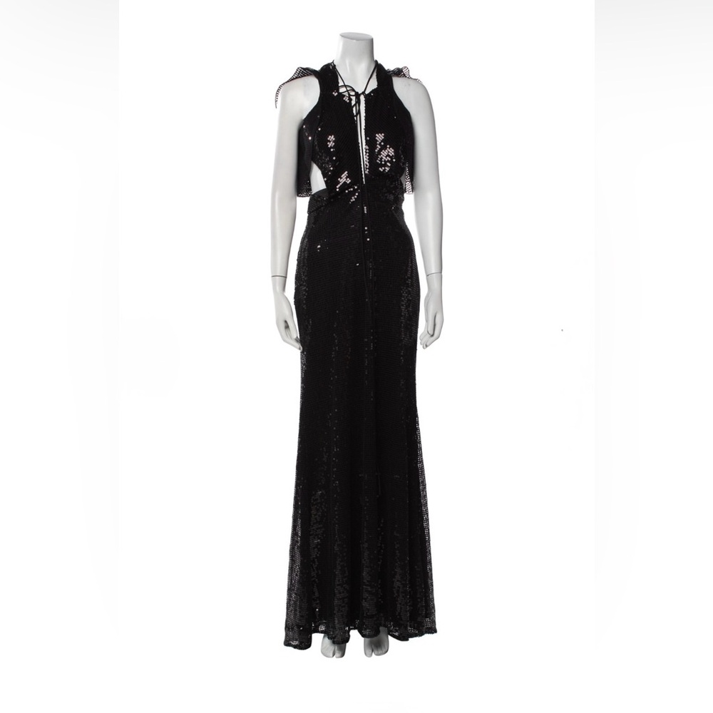 Mac Duggal sequence plunge neck gown